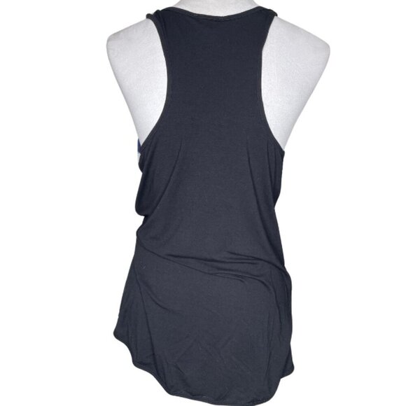 Vince Camuto Black Blue White Sleeveless Sequin Shimmer Racerback Tank Top Med - Picture 3 of 7